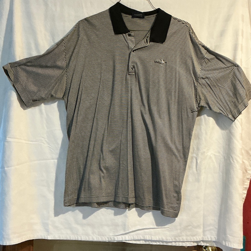 Men's Striped Polo Shirt - Black & White